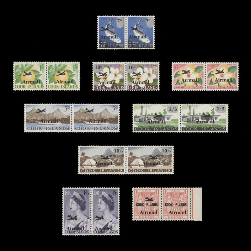 Cook Islands 1966 (MNH) Airmail Provisionals pairs