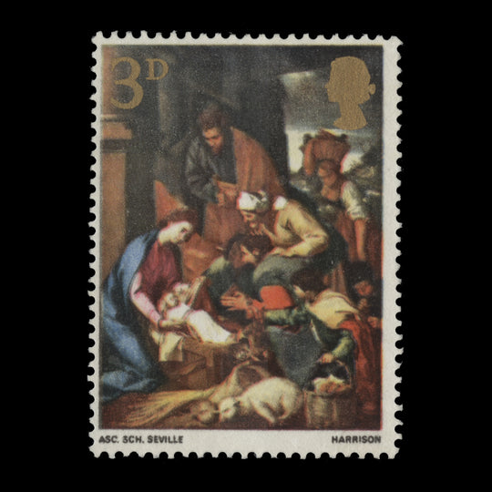 Great Britain 1967 (Variety) 3d Christmas printed on the gummed side