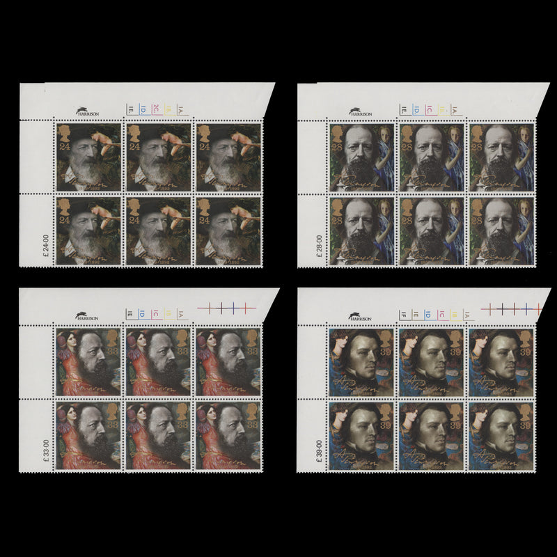 Great Britain 1992 (MNH) Alfred Tennyson Death Centenary cylinder blocks