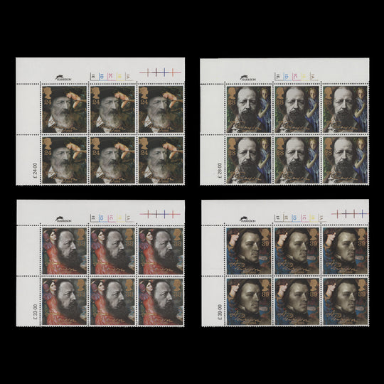 Great Britain 1992 (MNH) Alfred Tennyson Death Centenary cylinder blocks