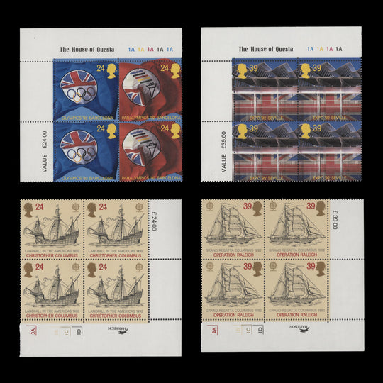 Great Britain 1992 (MNH) International Events plate blocks
