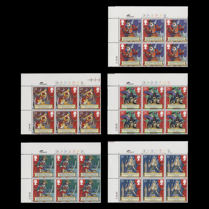 Great Britain 1992 (MNH) Gilbert and Sullivan Operas cylinder blocks