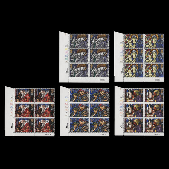 Great Britain 1992 (MNH) Christmas cylinder blocks