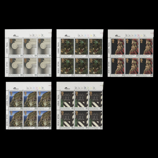 Great Britain 1995 (MNH) National Trust Centenary cylinder no-dot blocks