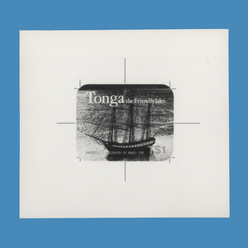 Tonga 1981 $1 Discovery of Vava'u black and white proof