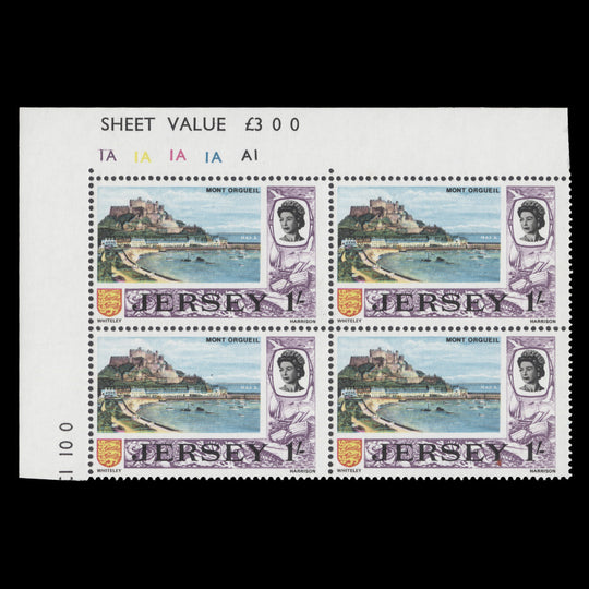 Jersey 1970 (MNH) 1s Mont Orgueil plate block