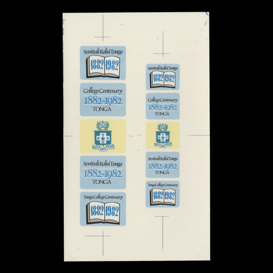 Tonga 1982 College Centenary interpanneau composite cromalin proof