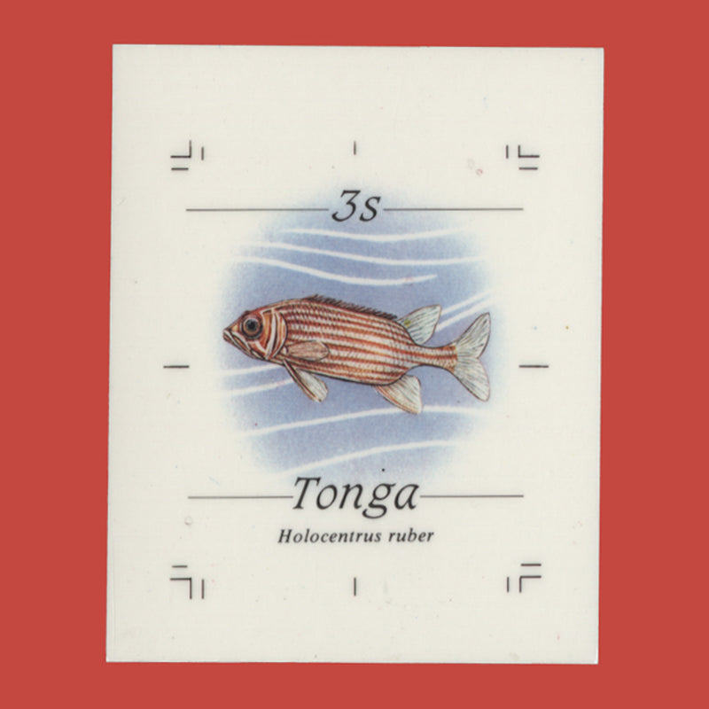 Tonga 1984 3s Red Squirrelfish cromalin proof