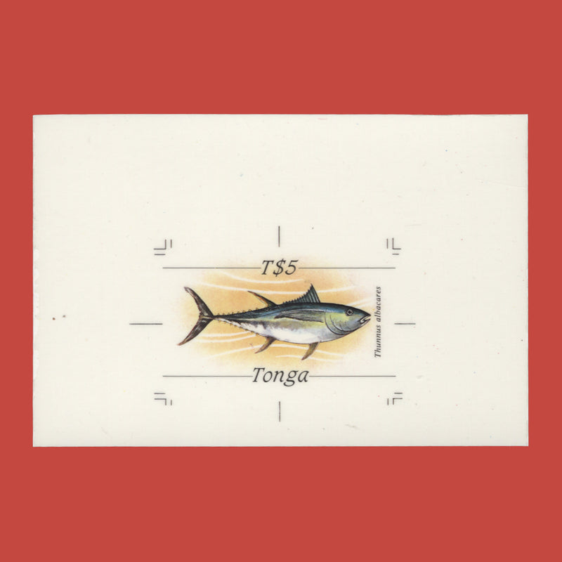 Tonga 1984 T$5 Yellow-Finned Tuna cromalin proof