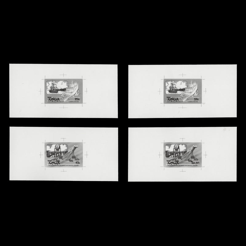 Tonga 1983 Sea and Air Transport black and white proofs