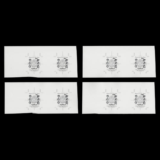 Tonga 1987 Anniversary of First Parliament black and white proof pairs