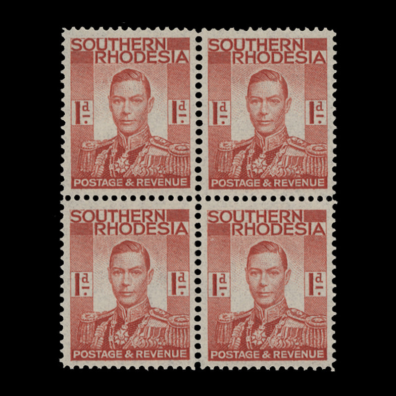 Southern Rhodesia 1937 (MNH) 1d Scarlet block