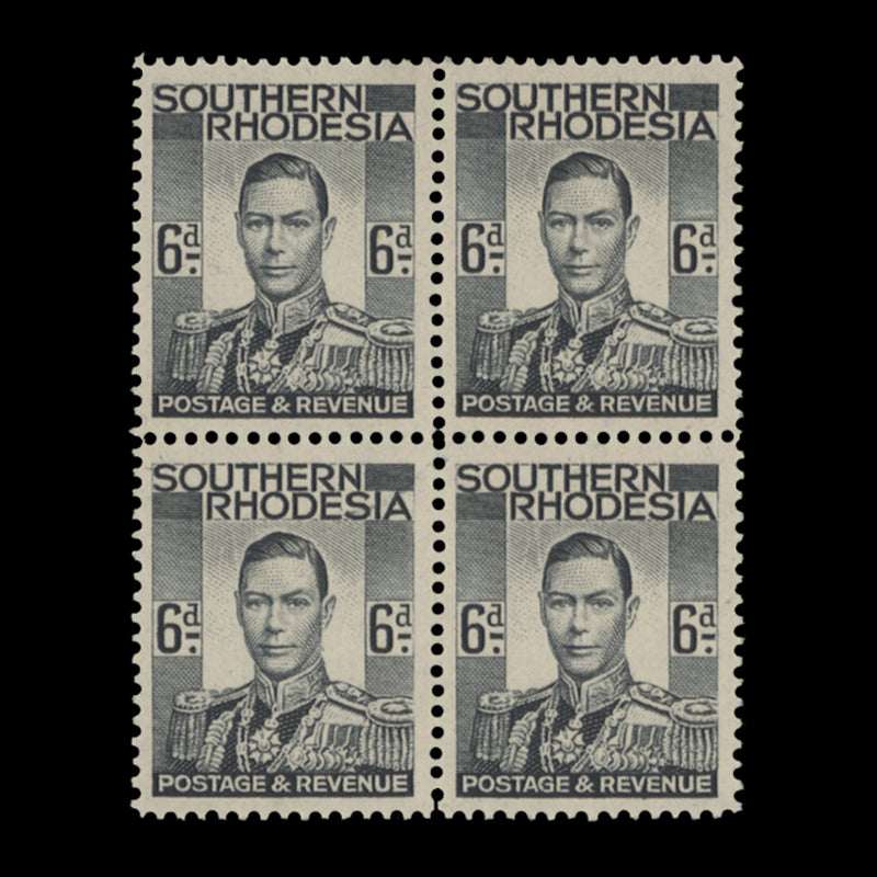 Southern Rhodesia 1937 (MNH) 6d Grey-Black block