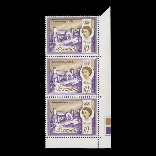 Bermuda 1965 (MNH) 10d Bermuda Cottage traffic light strip