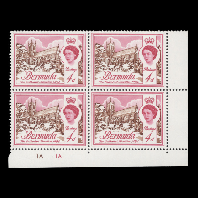 Bermuda 1962 (MNH) 4d The Cathedral plate 1A–1A block