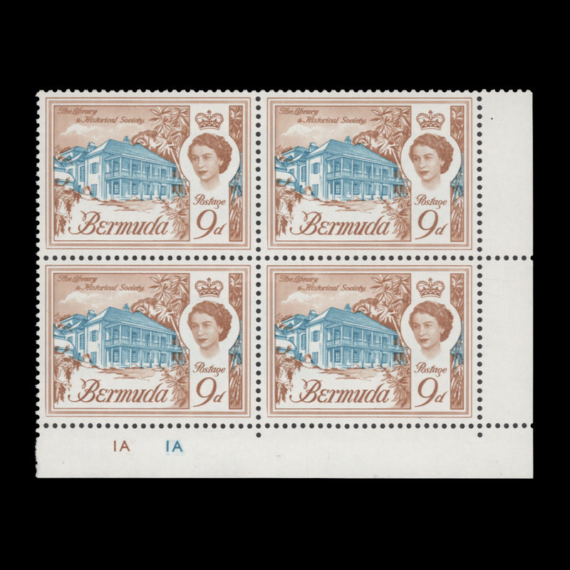 Bermuda 1962 (MNH) 9d Library plate 1A–1A block