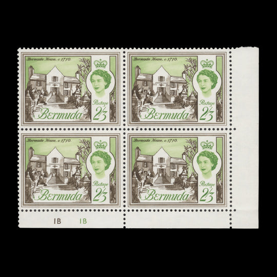 Bermuda 1962 (MNH) 2s 3d Bermuda House plate 1B–1B block