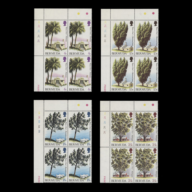 Bermuda 1973 (MNH) Tree Planting Year plate blocks