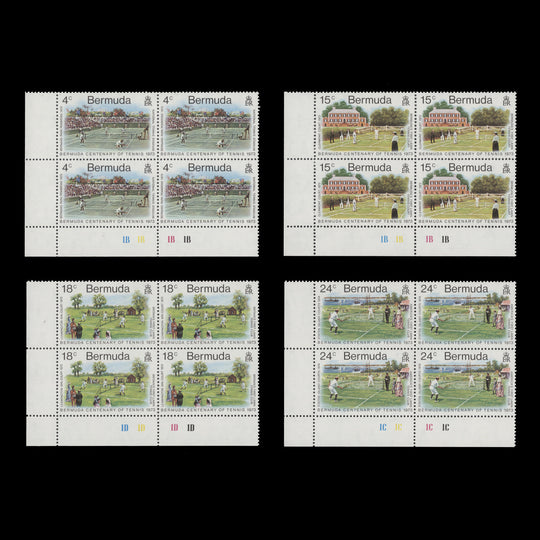 Bermuda 1973 (MNH) Lawn Tennis Centenary plate blocks