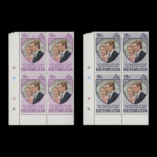 Bermuda 1973 (MNH) Royal Wedding plate blocks