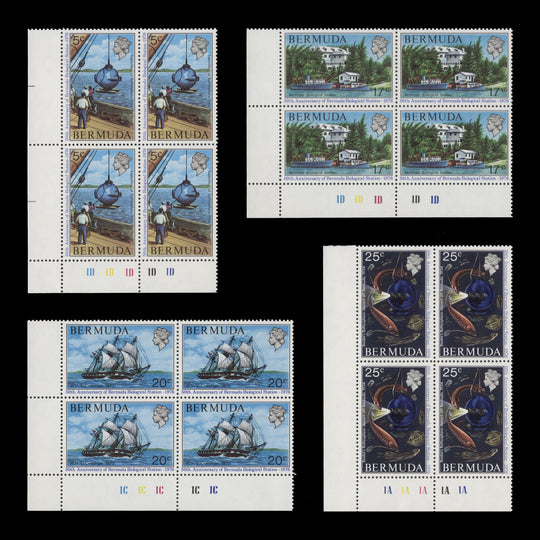 Bermuda 1976 (MNH) Biological Station Anniversary plate blocks