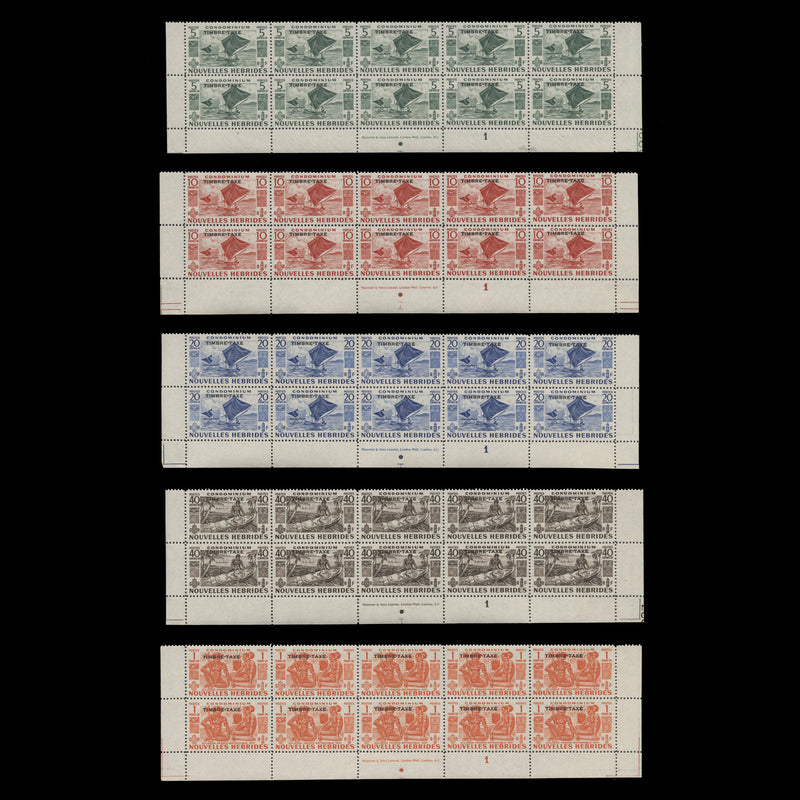Nouvelles Hebrides 1953 (MNH) Postage Dues imprint/plate 1 blocks