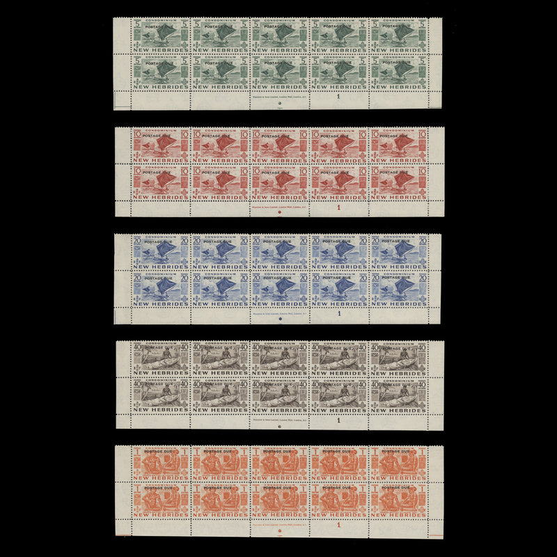 New Hebrides 1953 (MNH) Postage Dues imprint/plate 1 blocks