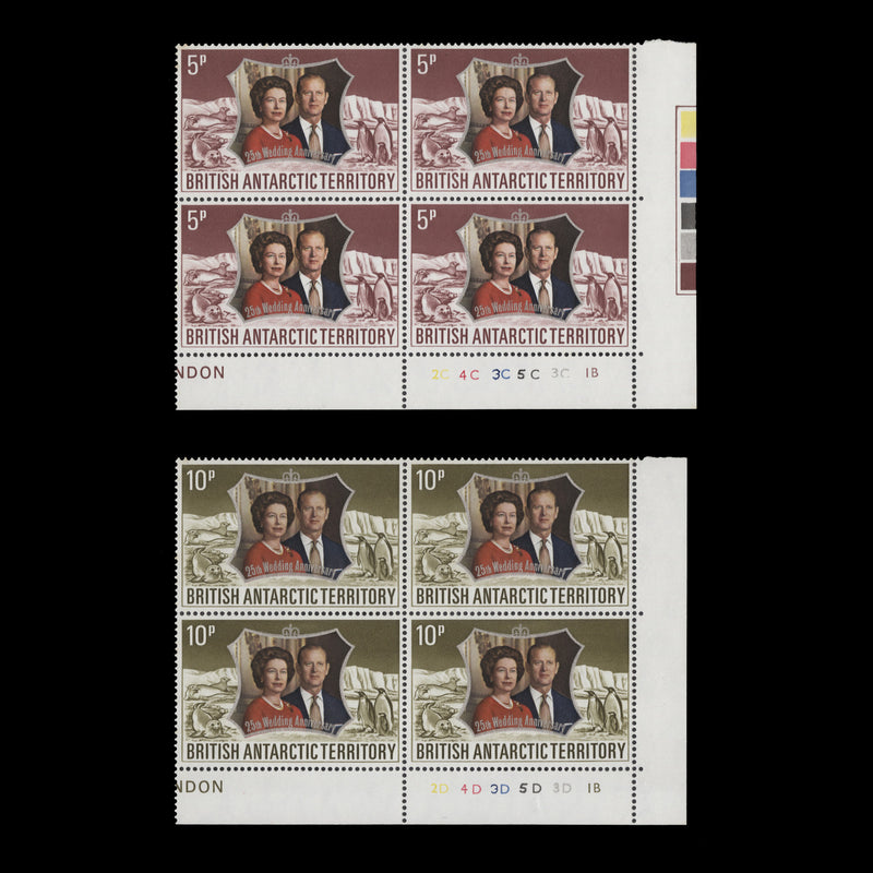 British Antarctic Territory 1972 (MNH) Royal Silver Wedding plate blocks