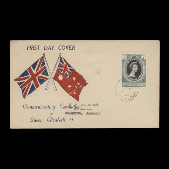 Montserrat 1953 (FDC) 2c Coronation, PLYMOUTH