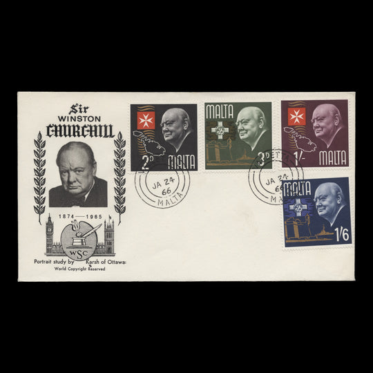 Malta 1966 (FDC) Churchill Commemoration, VALLETTA