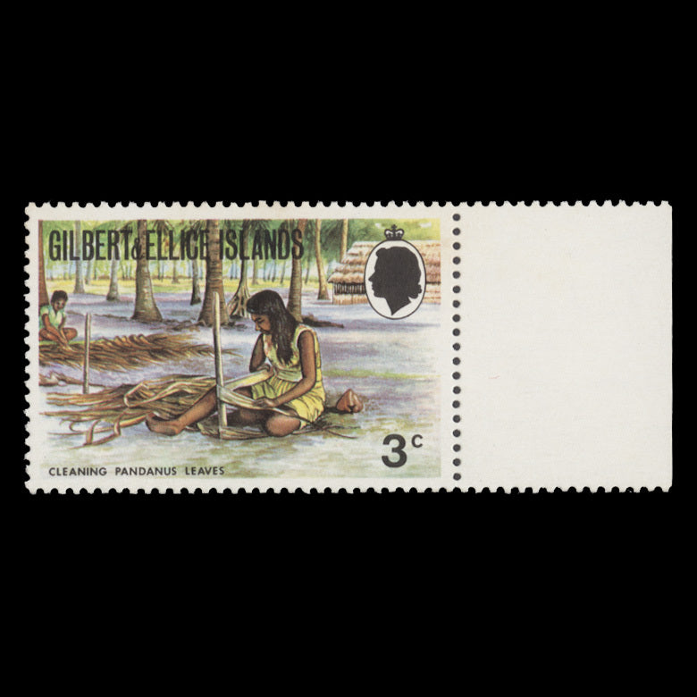 Gilbert & Ellice Islands 1971 (Variety) 3c Cleaning Pandanus Leaves