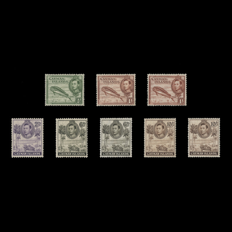 Cayman Islands 1938 (MLH) Definitives including shades, De La Rue