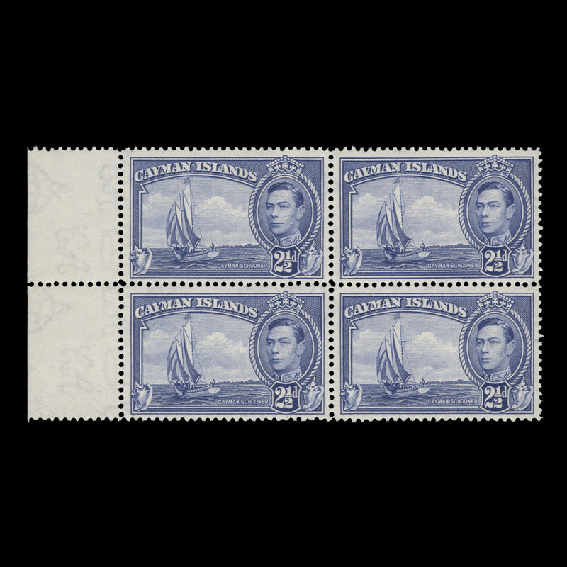 Cayman Islands 1938 (Variety) 2½d Schooner block with double frame