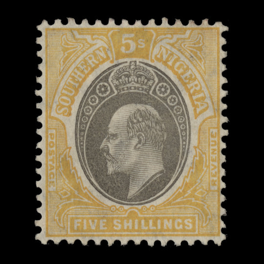 Southern Nigeria 1907 (MLH) 5s Grey-Black & Yellow, head A