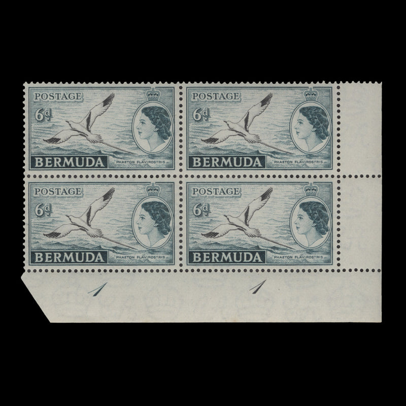 Bermuda 1953 (MNH) 6d White-Tailed Tropic Bird plate 1–1 block
