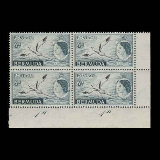 Bermuda 1953 (MNH) 6d White-Tailed Tropic Bird plate 1a–1a block