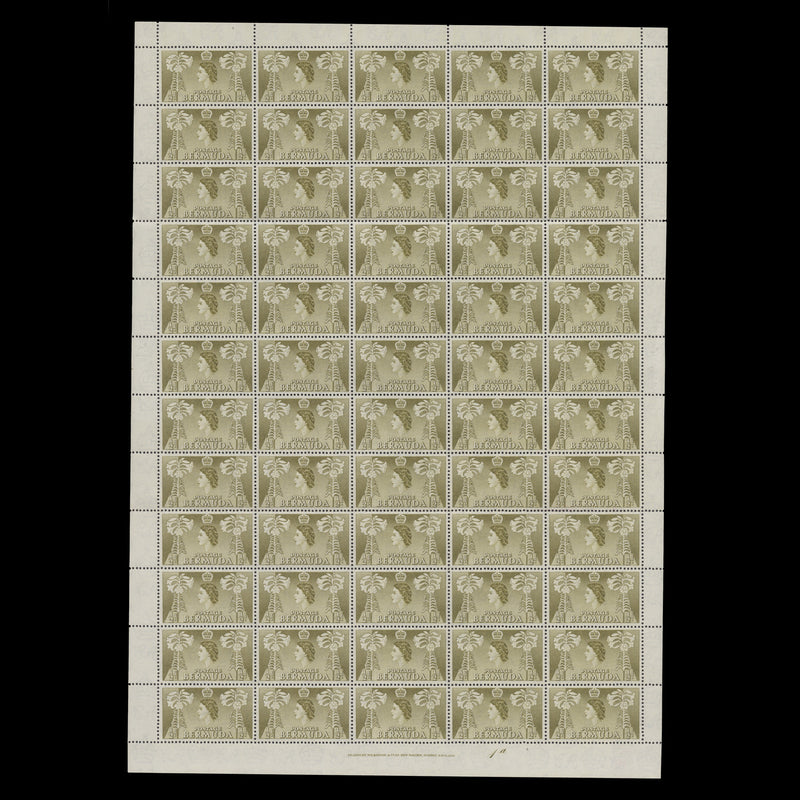 Bermuda 1954 (MNH) ½d Easter Lilies pane, yellow-olive shade