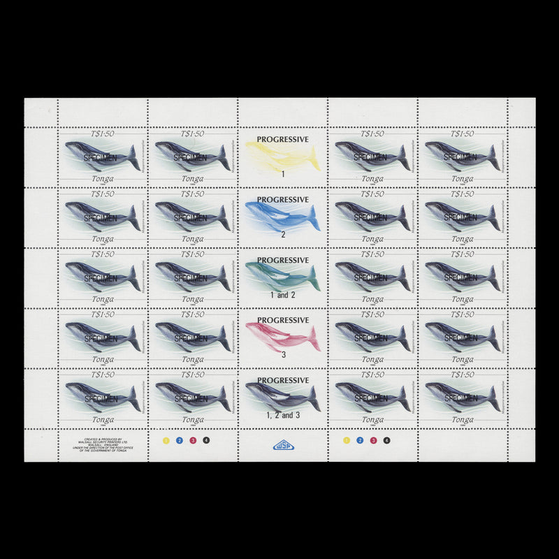 Tonga 1989 (MNH) T$1.50 Humback Whale SPECIMEN sheet