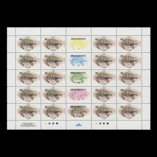 Tonga 1989 (MNH) T$1 Green Turtle SPECIMEN sheet