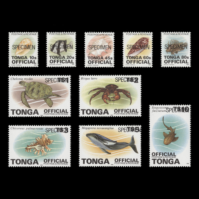 Tonga 1995 (MNH) Marine Life redrawn SPECIMEN officials