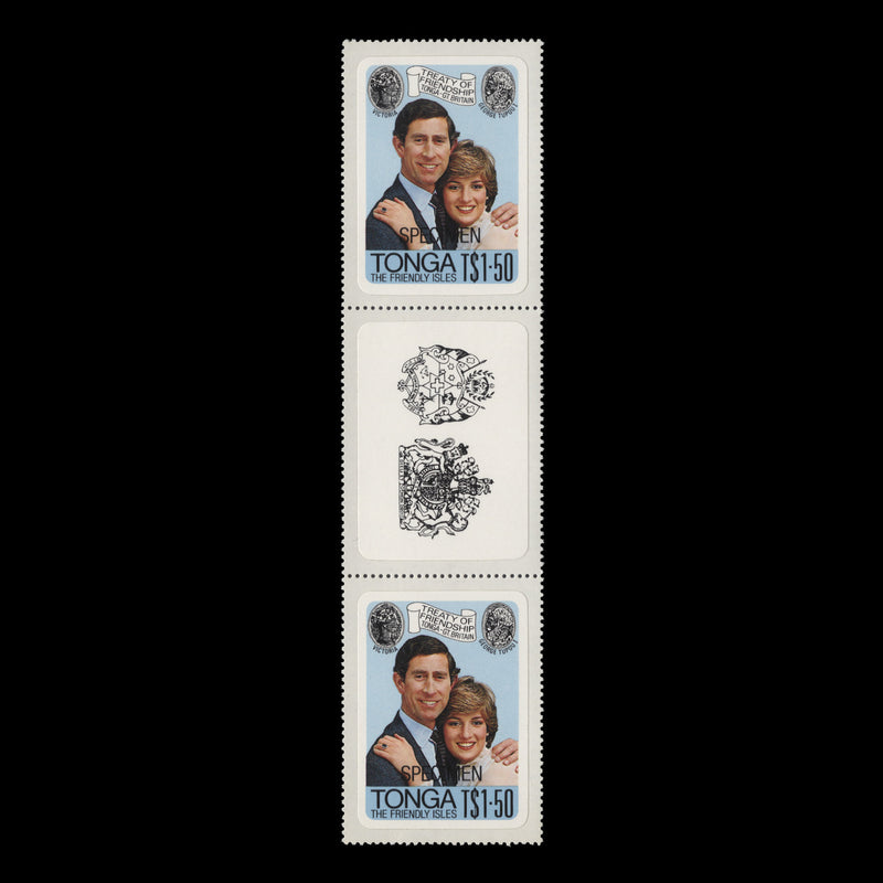 Tonga 1981 (MNH) T$1.50 Royal Wedding SPECIMEN gutter pair