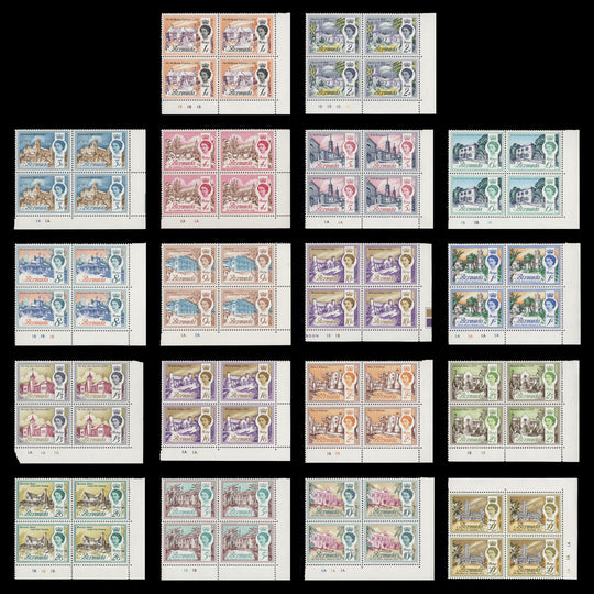 Bermuda 1962 (MNH) Architecture Definitives plate blocks, upright watermark