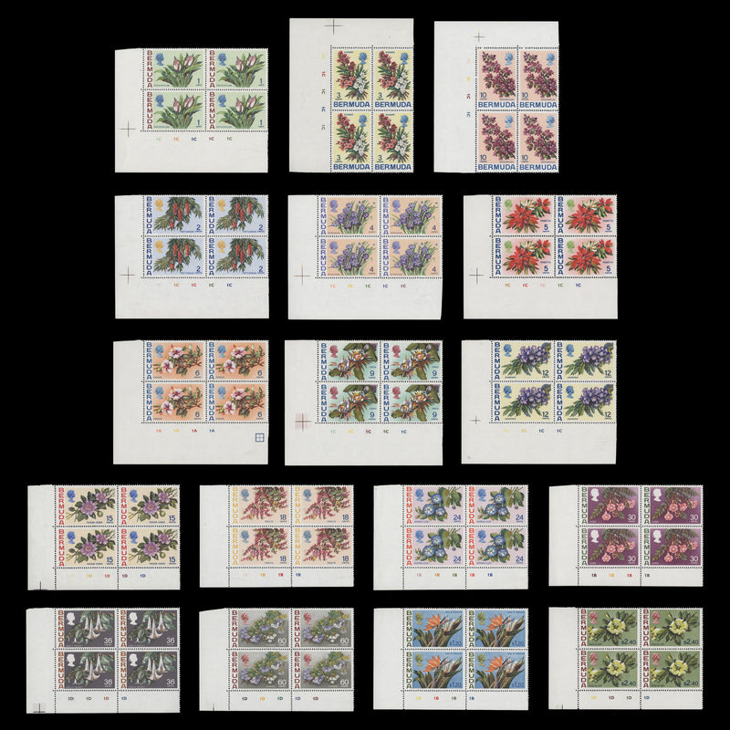 Bermuda 1970 (MLH) Flowers Definitives plate blocks