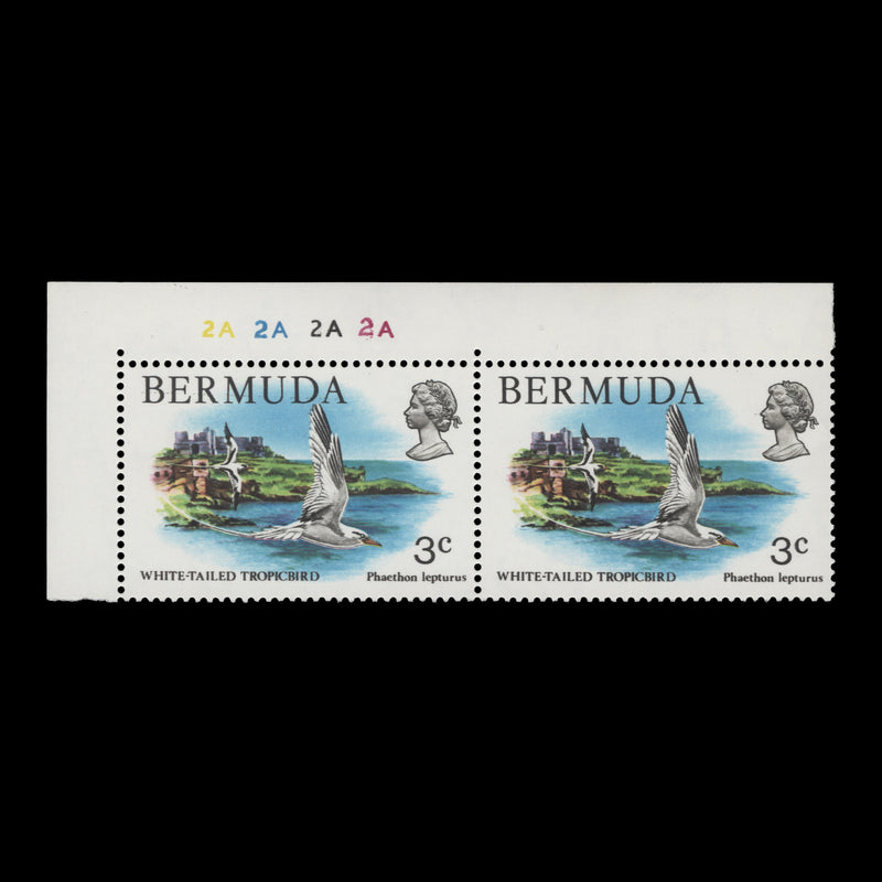 Bermuda 1983 (MNH) 3c Tropic Bird plate 2A–2A–2A–2A pair, perf 14 x 14½