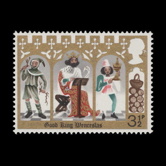 Great Britain 1973 (Variety) 3½p Christmas missing blue and rosy mauve, PVA