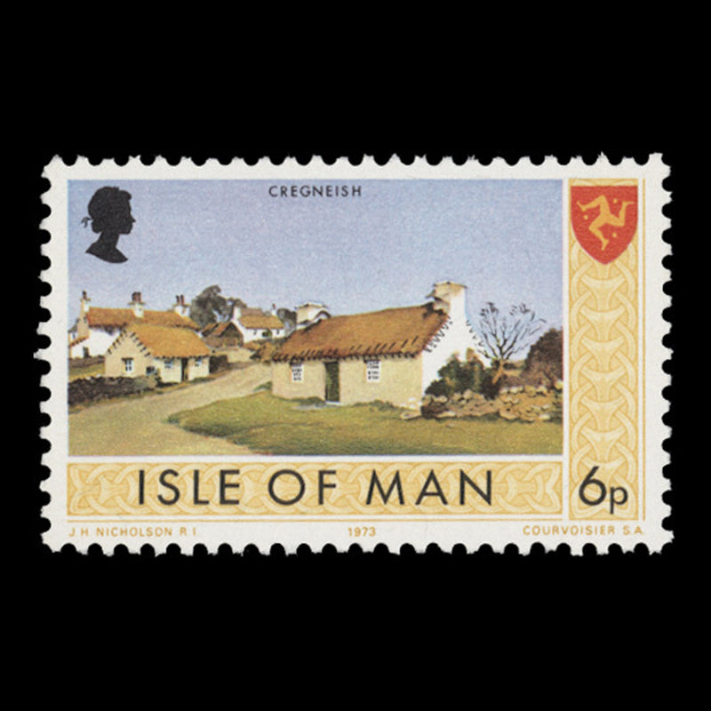 Isle of Man 1976 (Variety) 6p Cregneish with yellow-orange border