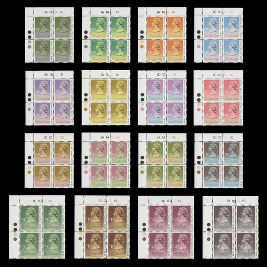 Hong Kong 1990 (MNH) Definitives plate blocks with '1990' imprint
