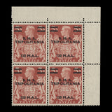 Tripolitania 1948 (MLH) 120l/5s Red block with 'T' guide in hair