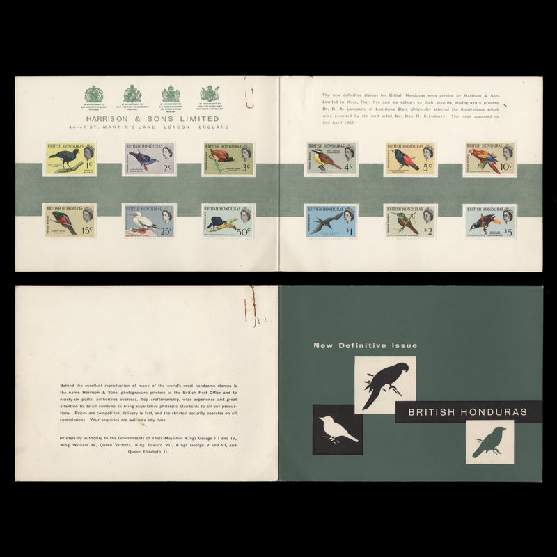 British Honduras 1962 Birds Definitives presentation folder