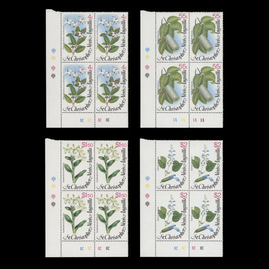 St Christopher Nevis Anguilla 1980 (MNH) Flowers plate blocks